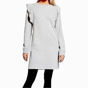🌸 3/$10 Who What Wear Gray Long Sleeve Ruffle Sweatshirt Dress Small